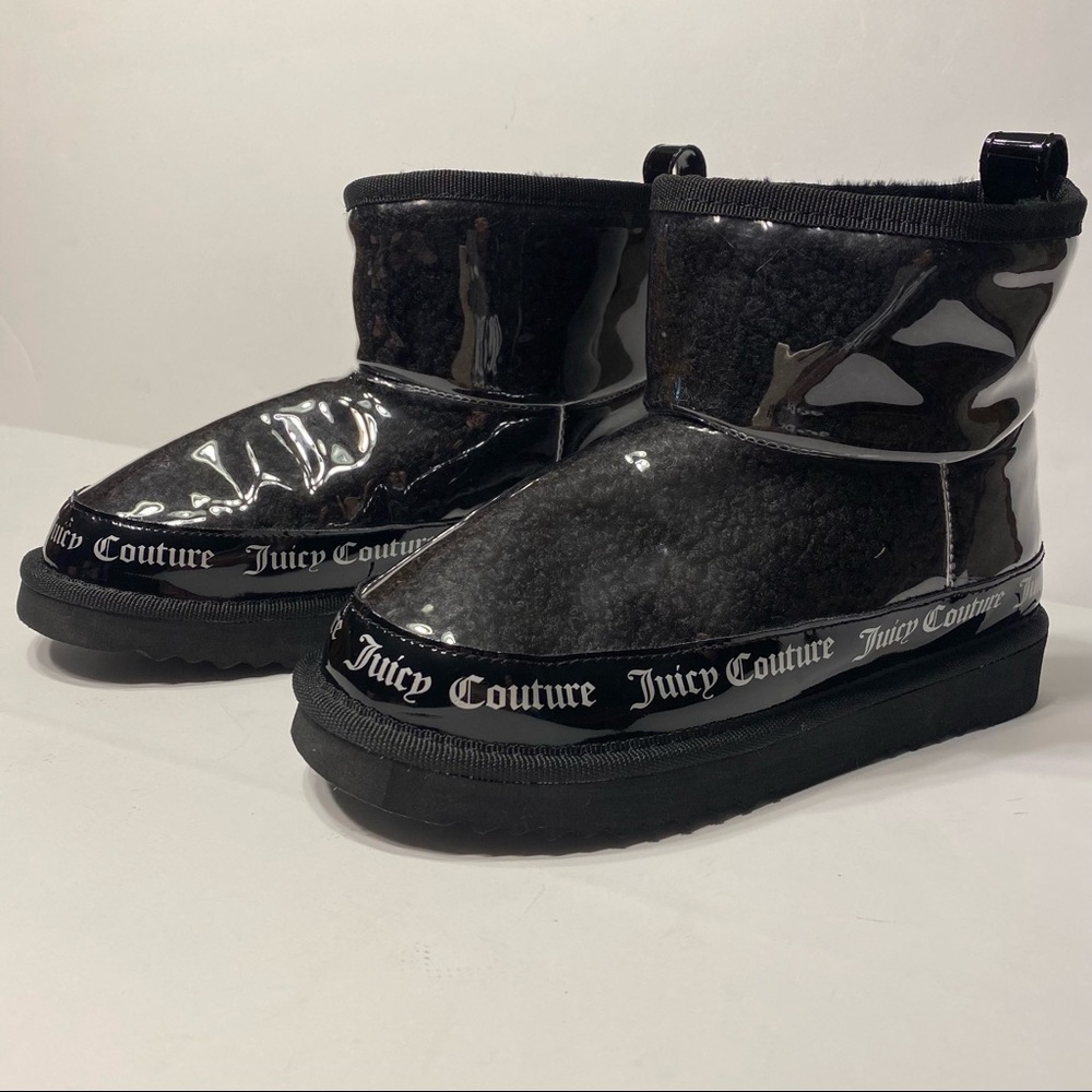 NWT Juicy Couture Black Sherpa Klash Boots Plastic Booties Womens Winter Wam